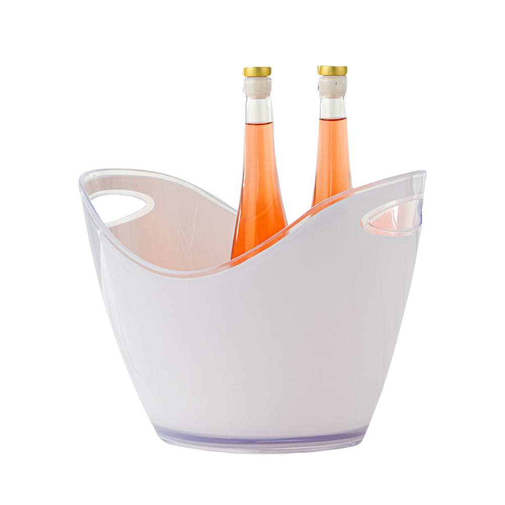 restaurantware Bar Lux 7.4 qt Oval Frosted Champagne / Wine Bucket - 13 3/4" x 9 3/4" x 10 1/2" - 10 count box