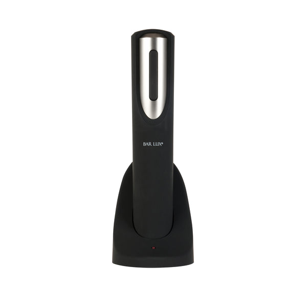 Restaurantware Bar Lux Black And Silver Electric Wine Opener - With Charging Base And Wine Foil Cutter - 1 Count Box