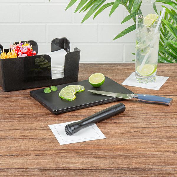 Restaurantware Bar Lux Black Plastic Cocktail Muddler - Tenderizer Head - 8 1/4" X 1" X 1" - 1 Count Box