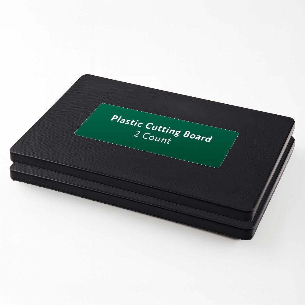 restaurantware Bar Lux Black Plastic Cutting Board - Non-Slip Professional Use - 6" x 9 3/4" - 2 count box