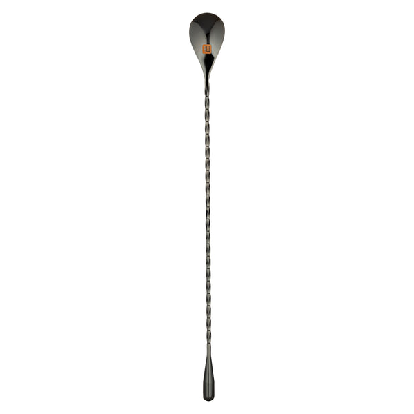 Restaurantware Bar Lux Black-Plated Stainless Steel Belicoso Barspoon - 12" - 1 Count Box