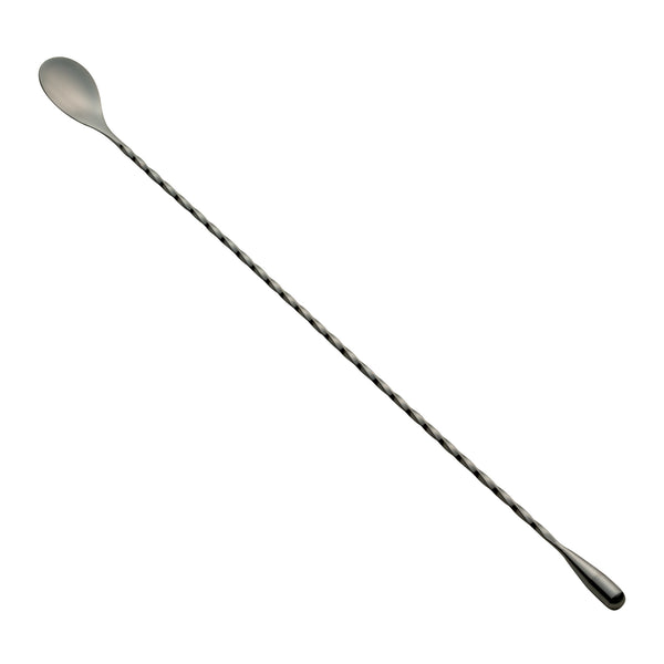 Restaurantware Bar Lux Black-Plated Stainless Steel Belicoso Barspoon - 16" - 1 Count Box