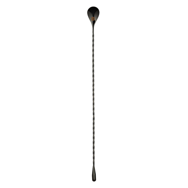 Restaurantware Bar Lux Black-Plated Stainless Steel Belicoso Barspoon - 16" - 1 Count Box
