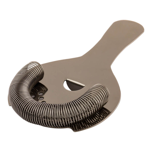 Restaurantware Bar Lux Black-Plated Stainless Steel Hawthorne Strainer - 6" - 1 Count Box