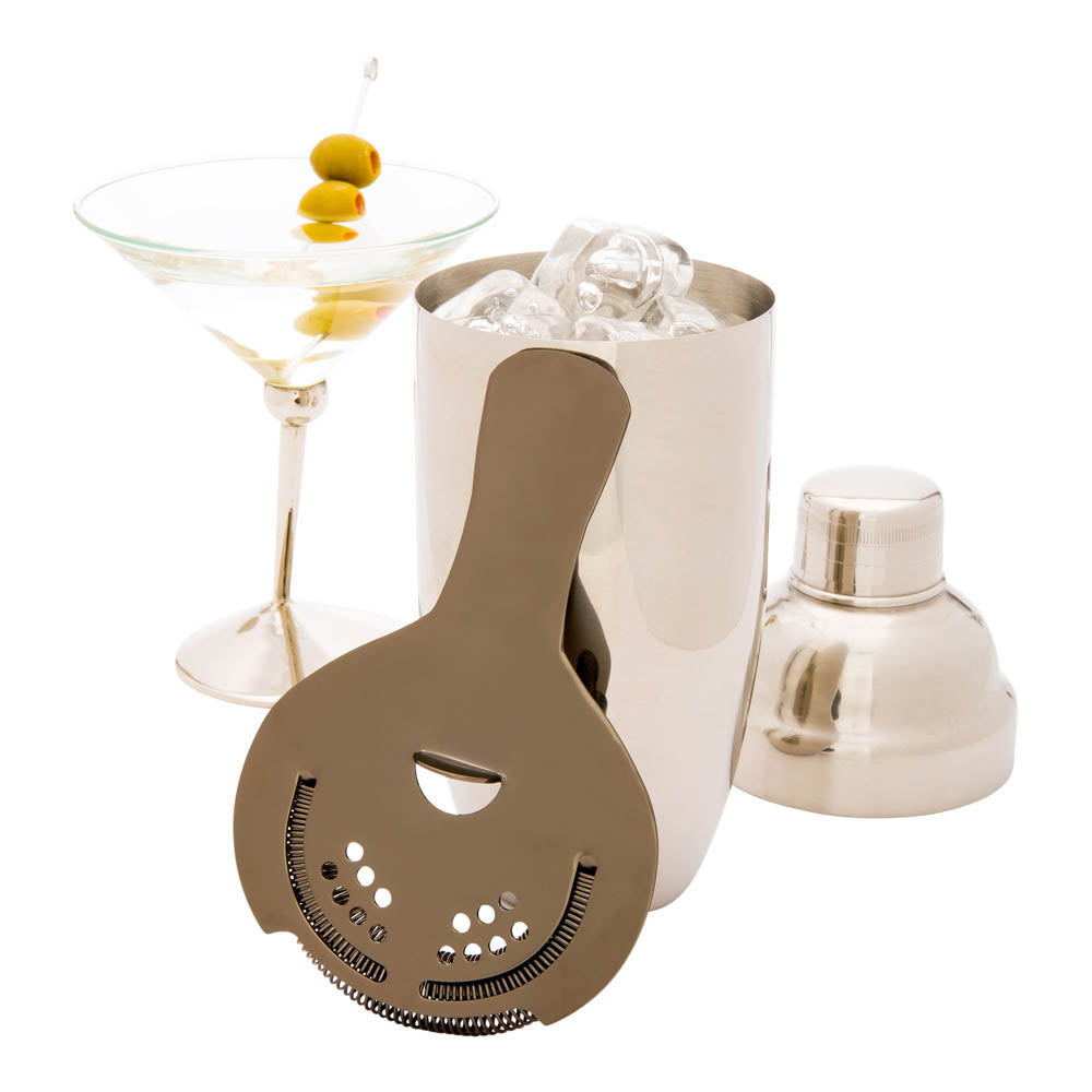 restaurantware Bar Lux Black-Plated Stainless Steel Hawthorne Strainer - 6" - 1 count box