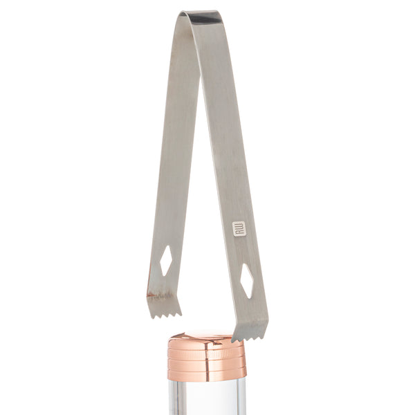 Restaurantware Bar Lux Black-Plated Stainless Steel Ice Tongs - 6 1/4" X 2 1/2" X 3/4" - 1 Count Box