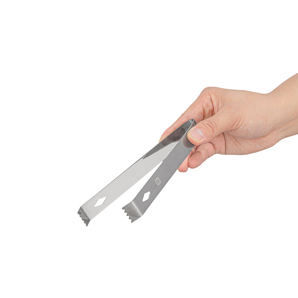 Restaurantware Bar Lux Black-Plated Stainless Steel Ice Tongs - 6 1/4" X 2 1/2" X 3/4" - 1 Count Box