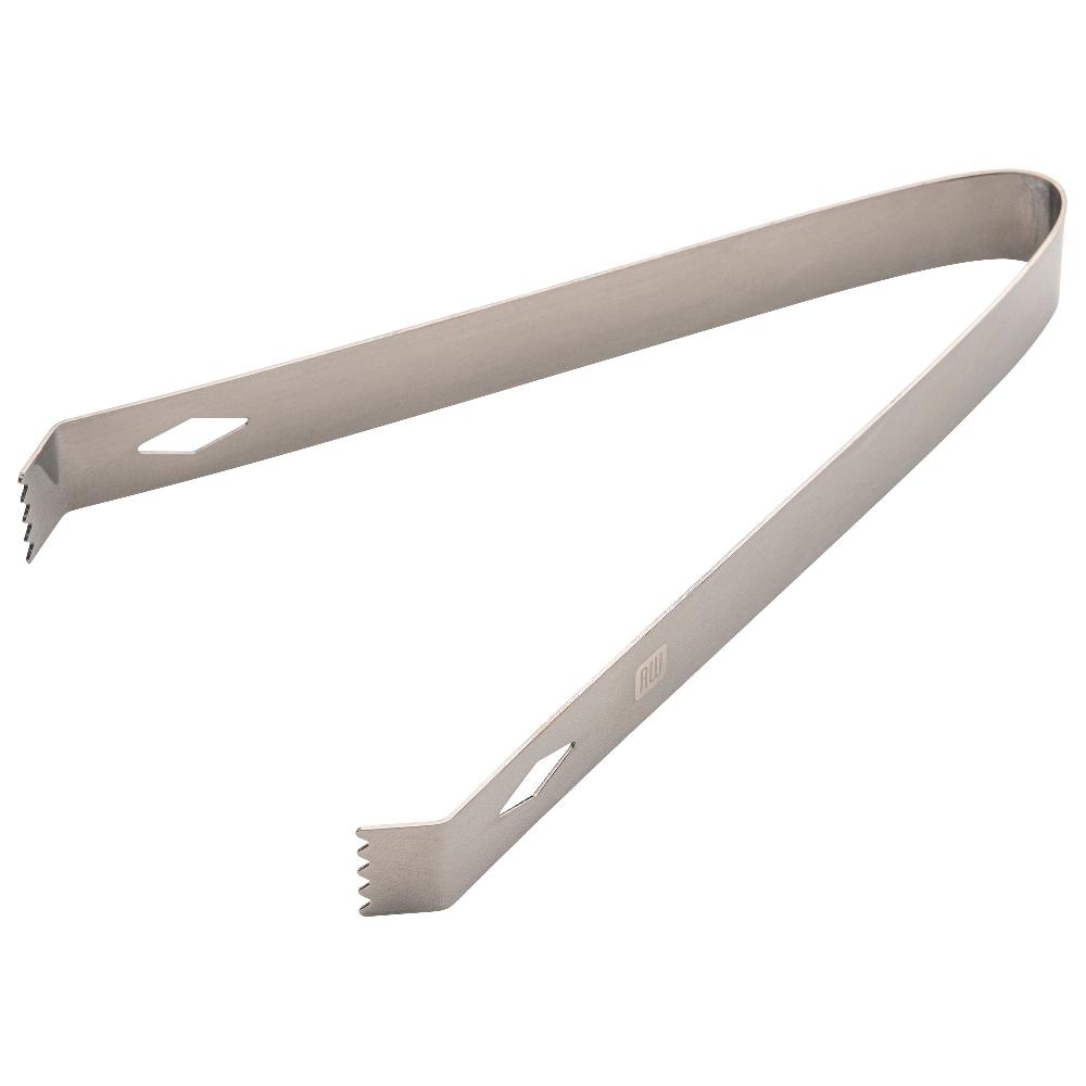 restaurantware Bar Lux Black-Plated Stainless Steel Ice Tongs - 6 1/4" x 2 1/2" x 3/4" - 1 count box
