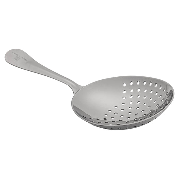 Restaurantware Bar Lux Black-Plated Stainless Steel Julep Strainer - 6 1/2" - 1 Count Box