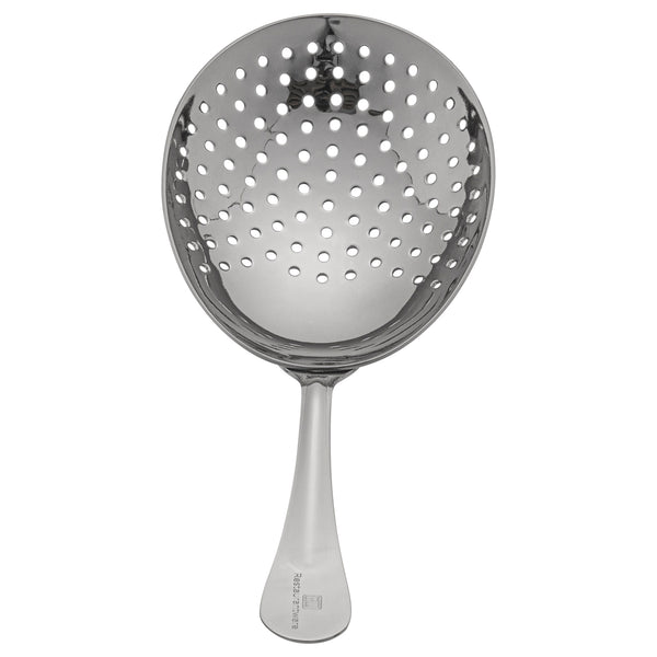 Restaurantware Bar Lux Black-Plated Stainless Steel Julep Strainer - 6 1/2" - 1 Count Box