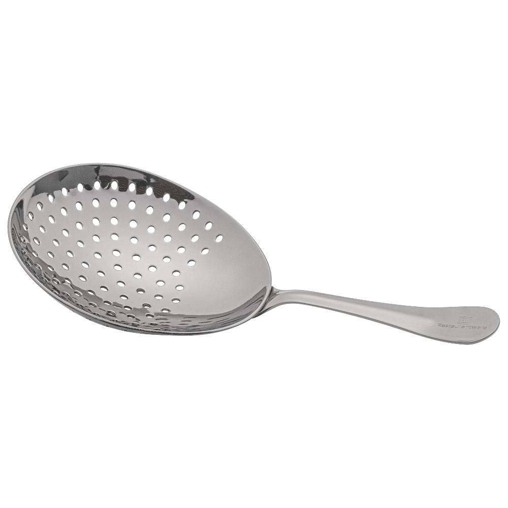 restaurantware Bar Lux Black-Plated Stainless Steel Julep Strainer - 6 1/2" - 1 count box