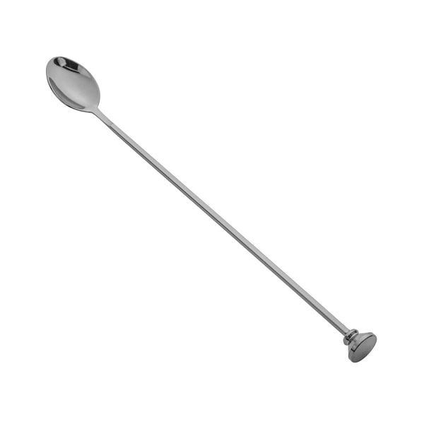 Restaurantware Bar Lux Black-Plated Stainless Steel Muddler Barspoon - 12" X 1 1/4" X 3/4" - 1 Count Box