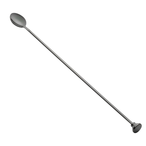 Restaurantware Bar Lux Black-Plated Stainless Steel Muddler Barspoon - 16" X 1 1/4" X 3/4" - 1 Count Box
