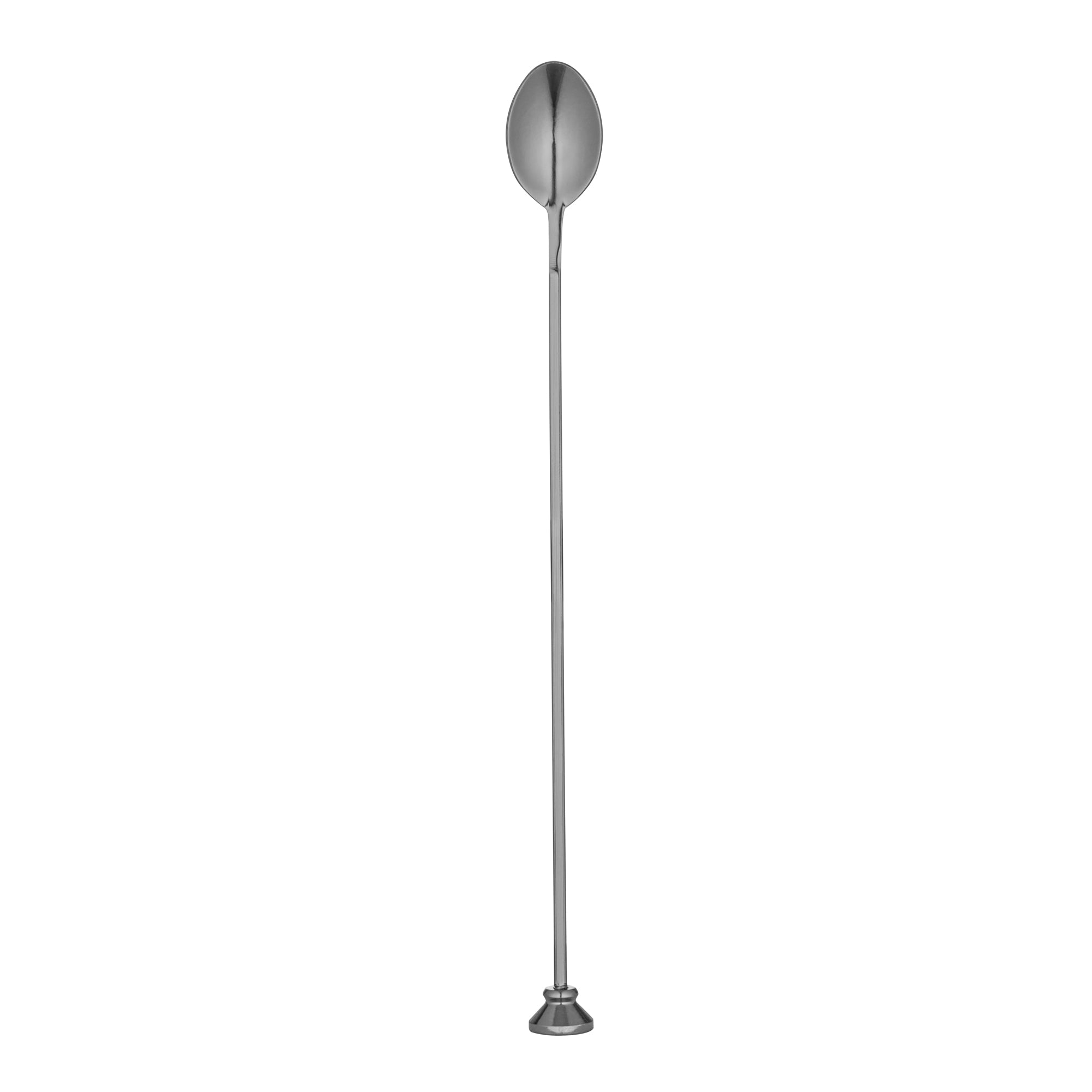 restaurantware Bar Lux Black-Plated Stainless Steel Muddler Barspoon - 12" x 1 1/4" x 3/4" - 1 count box