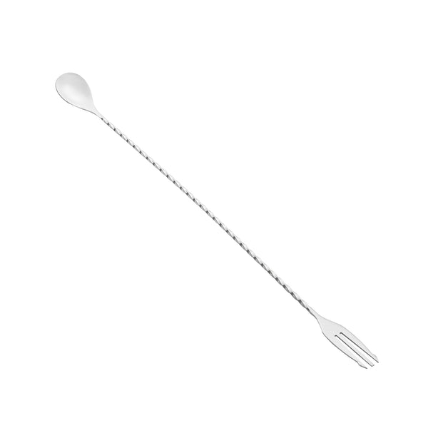Restaurantware Bar Lux Black-Plated Stainless Steel Trident Barspoon - 16" - 1 Count Box
