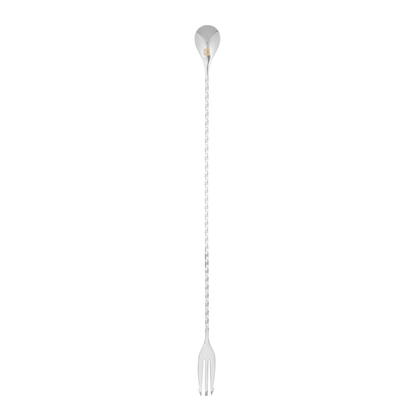 Restaurantware Bar Lux Black-Plated Stainless Steel Trident Barspoon - 16" - 1 Count Box