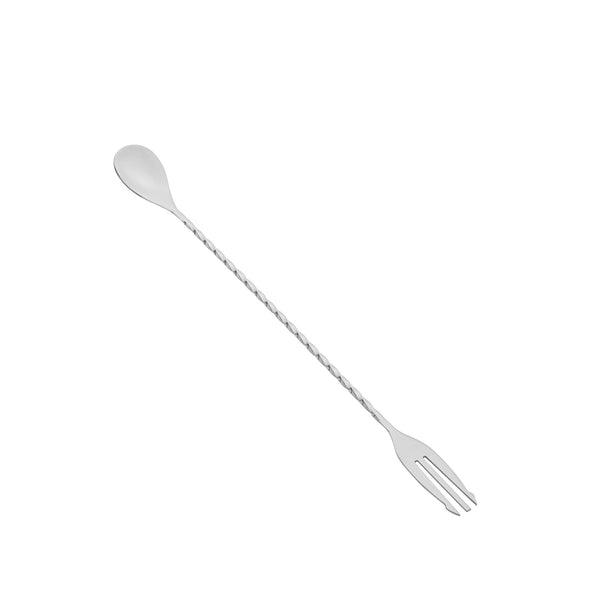 Restaurantware Bar Lux Black-Plated Stainless Steel Trident Barspoon - 12" - 1 Count Box
