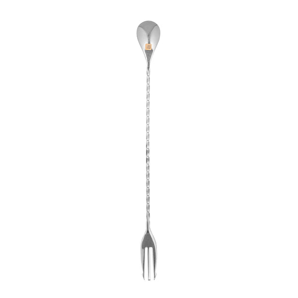 Restaurantware Bar Lux Black-Plated Stainless Steel Trident Barspoon - 12" - 1 Count Box