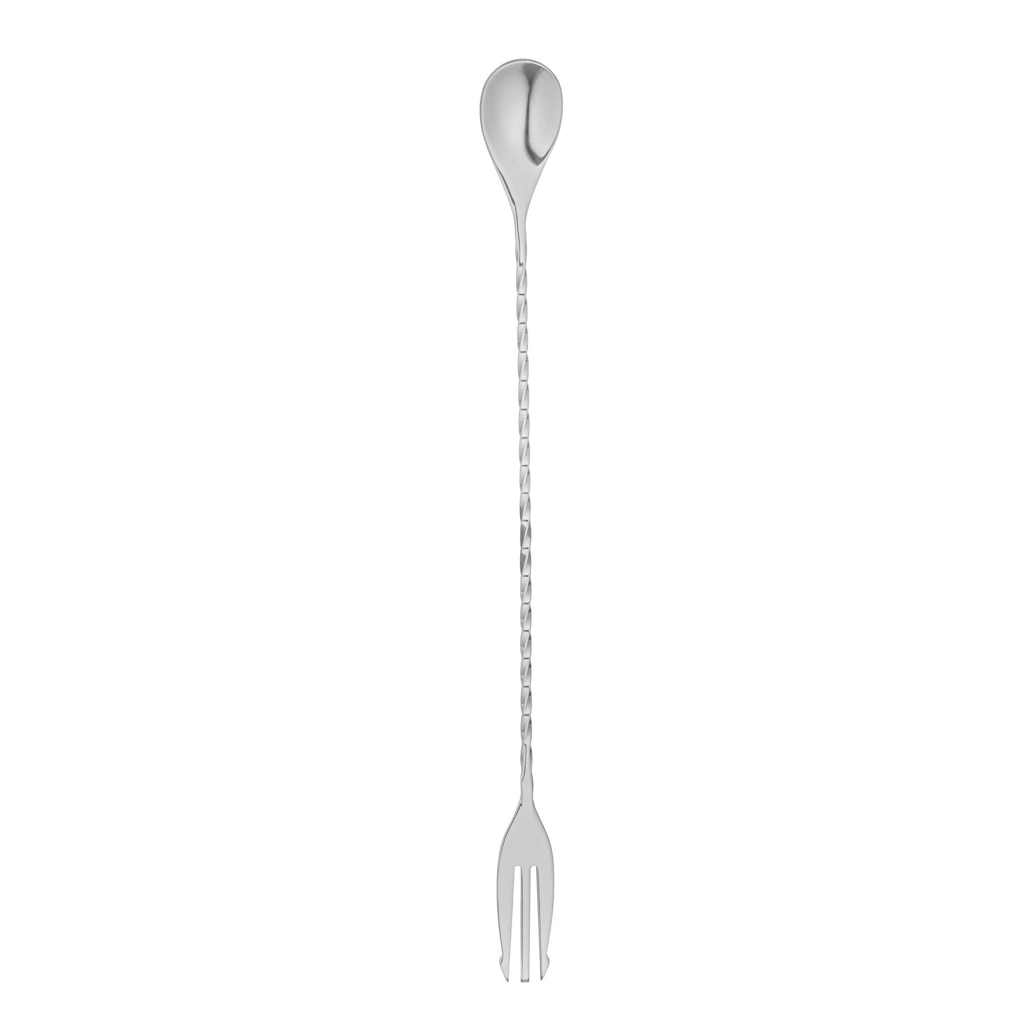 restaurantware Bar Lux Black-Plated Stainless Steel Trident Barspoon - 12" - 1 count box