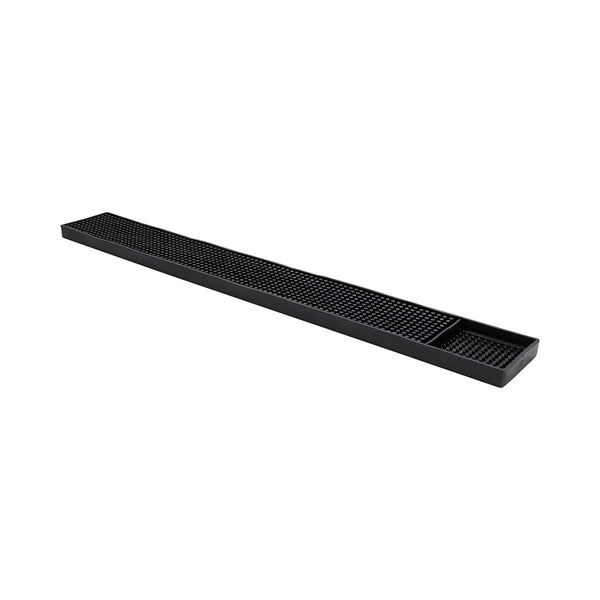 Restaurantware Bar Lux Black Rubber Bar Mat - No Spill Drink Compartment - 23 3/4" X 3" X 3/4" - 1 Count Box
