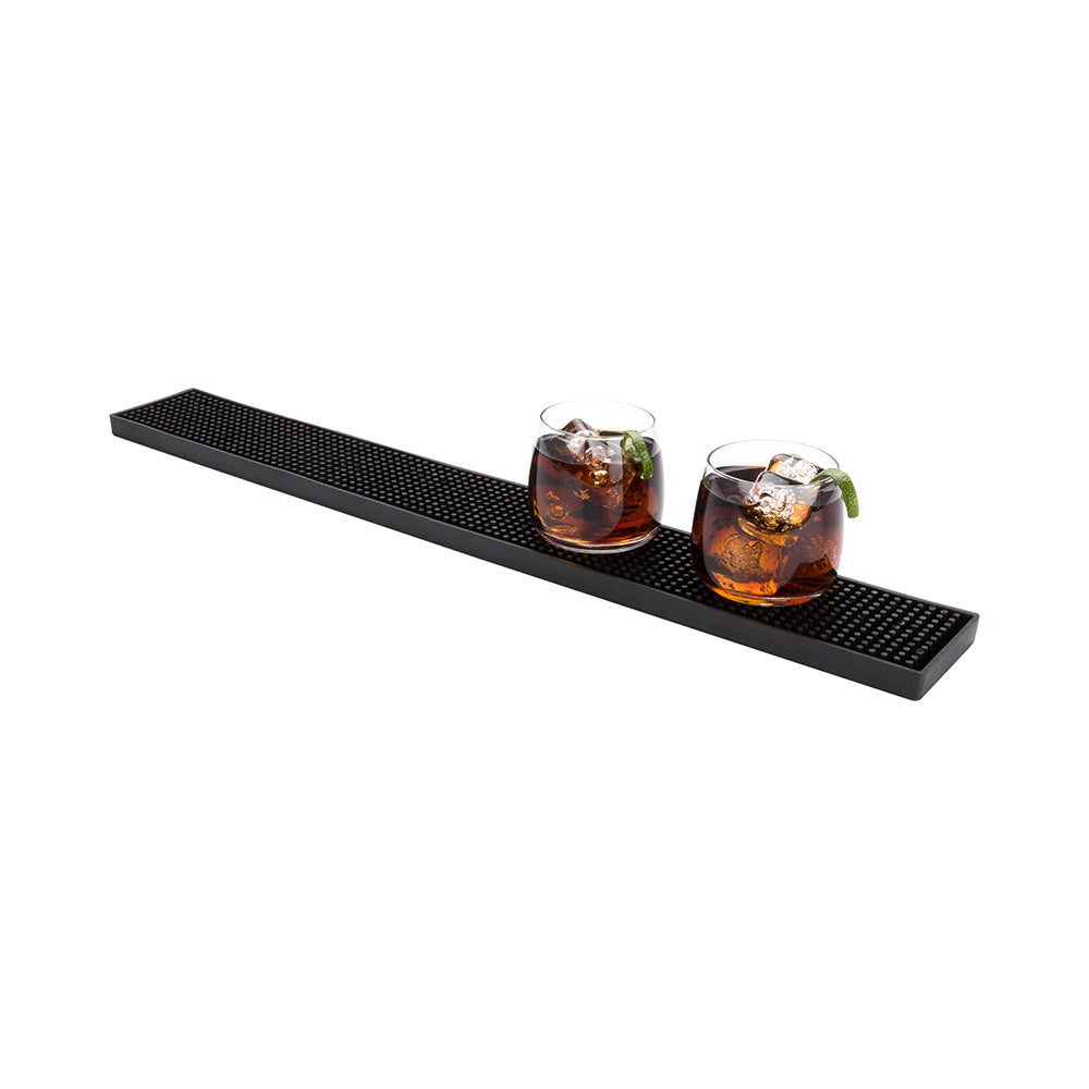 restaurantware Bar Lux Black Rubber Bar Mat - Non-Slip - 23 1/2" x 3" x 1/2" - 1 count box
