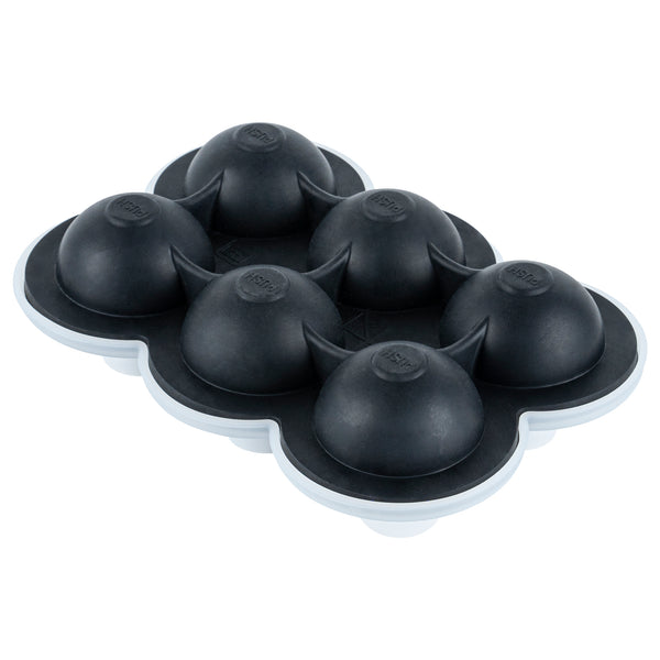 Restaurantware Bar Lux Black Silicone Ice Mold - 1 3/4" Sphere 6 Compartments - 1 Count Box