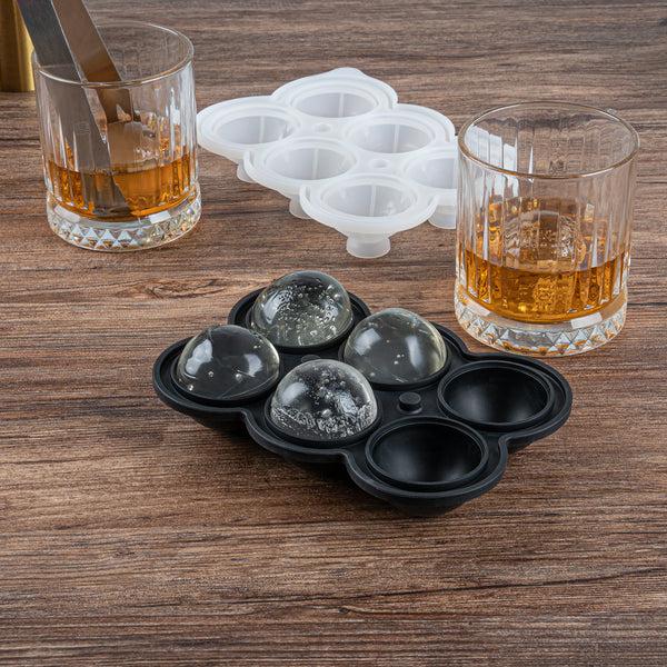 Restaurantware Bar Lux Black Silicone Ice Mold - 1 3/4" Sphere 6 Compartments - 1 Count Box