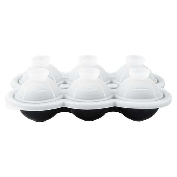 Restaurantware Bar Lux Black Silicone Ice Mold - 1 3/4" Sphere 6 Compartments - 1 Count Box