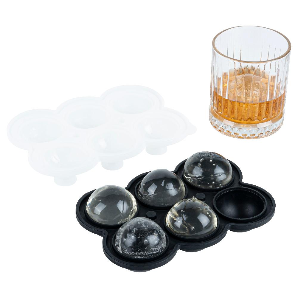 restaurantware Bar Lux Black Silicone Ice Mold - 1 3/4" Sphere 6 Compartments - 1 count box