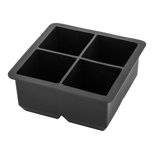 Restaurantware Bar Lux Black Silicone Ice Mold - 2" Cube 4 Compartments - 1 Count Box