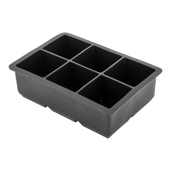 Restaurantware Bar Lux Black Silicone Ice Mold - 2" Cube 6 Compartments - 1 Count Box