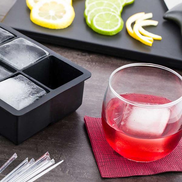 Restaurantware Bar Lux Black Silicone Ice Mold - 2" Cube 6 Compartments - 1 Count Box