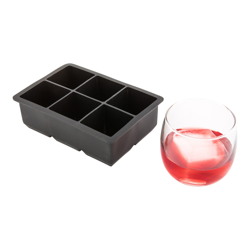 restaurantware Bar Lux Black Silicone Ice Mold - 2" Cube 6 Compartments - 1 count box