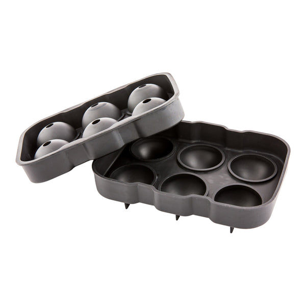 Restaurantware Bar Lux Black Silicone Ice Mold - 2" Sphere 6 Compartments - 1 Count Box