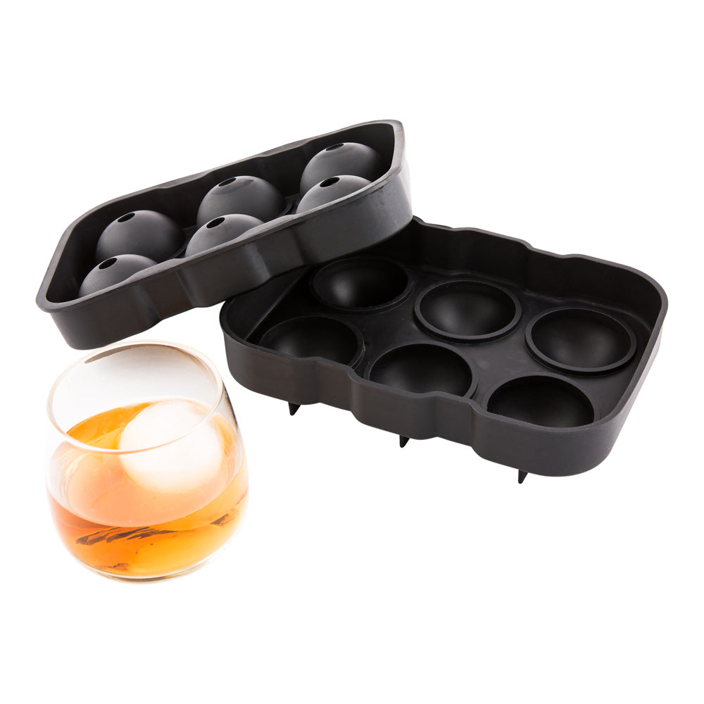 restaurantware Bar Lux Black Silicone Ice Mold - 2" Sphere 6 Compartments - 1 count box