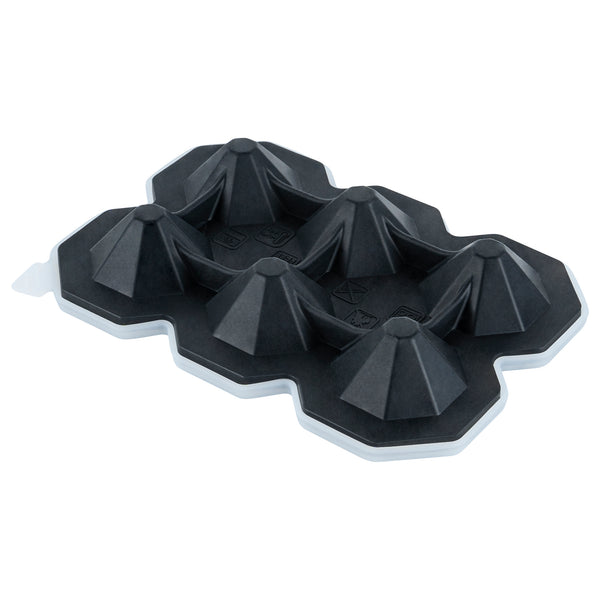 Restaurantware Bar Lux Black Silicone Ice Mold - 2" X 1 1/2" Diamond 6 Compartments - 1 Count Box