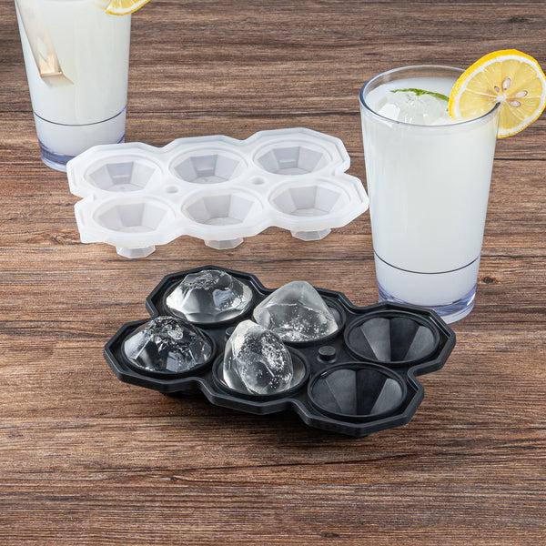 Restaurantware Bar Lux Black Silicone Ice Mold - 2" X 1 1/2" Diamond 6 Compartments - 1 Count Box