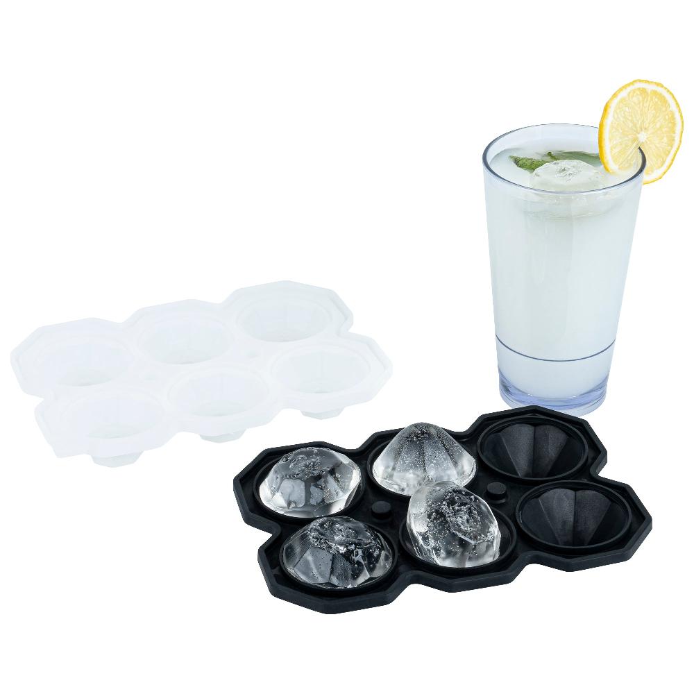 restaurantware Bar Lux Black Silicone Ice Mold - 2" x 1 1/2" Diamond 6 Compartments - 1 count box