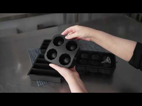 Restaurantware Bar Lux Black Silicone Ice Mold - 5 1/4" X 1 1/4" Slab 4 Compartments - 1 Count Box