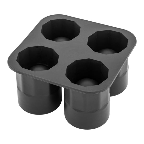 Restaurantware Bar Lux Black Silicone Ice Mold - Shot Glass 4 Compartments - 1 Count Box