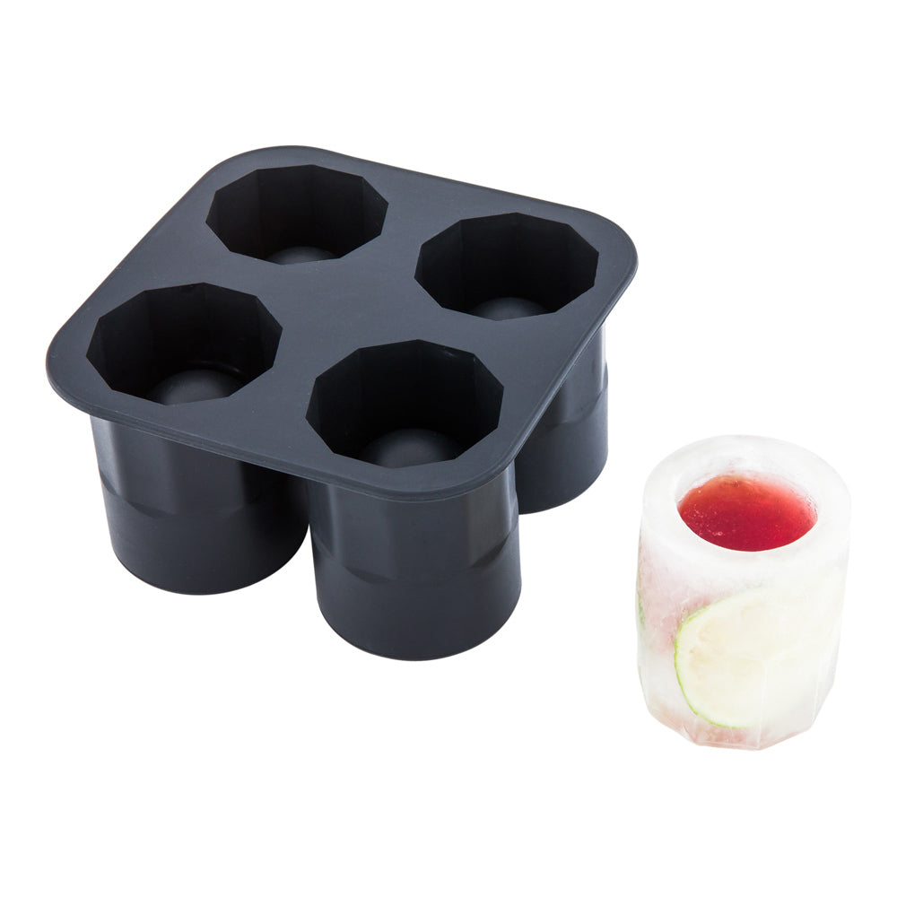 restaurantware Bar Lux Black Silicone Ice Mold - Shot Glass 4 Compartments - 1 count box