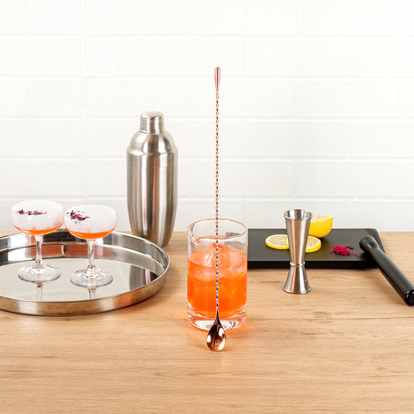 Restaurantware Bar Lux Copper-Plated Stainless Steel Belicoso Barspoon - 16" - 1 Count Box