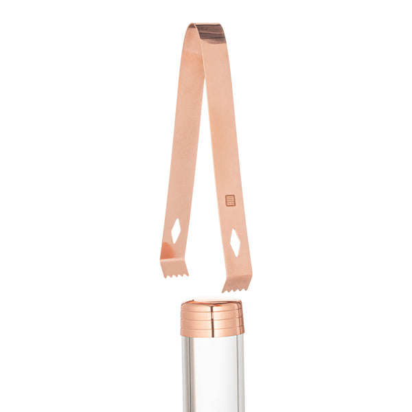 Restaurantware Bar Lux Copper-Plated Stainless Steel Ice Tongs - 6 1/4" X 2 1/2" X 3/4" - 1 Count Box