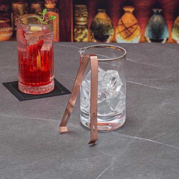 Restaurantware Bar Lux Copper-Plated Stainless Steel Ice Tongs - 6 1/4" X 2 1/2" X 3/4" - 1 Count Box