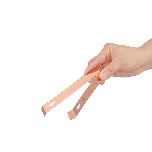 Restaurantware Bar Lux Copper-Plated Stainless Steel Ice Tongs - 6 1/4" X 2 1/2" X 3/4" - 1 Count Box
