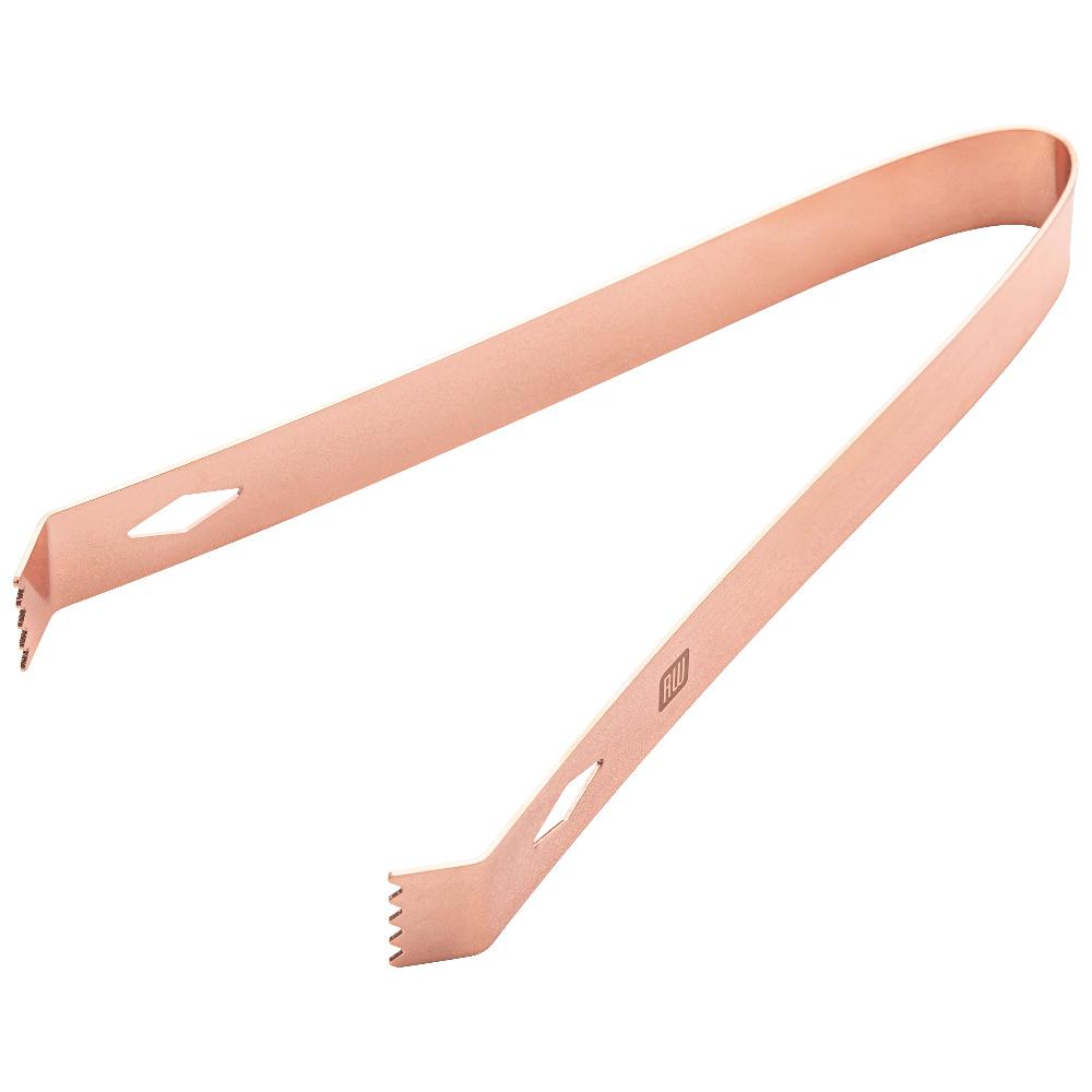 restaurantware Bar Lux Copper-Plated Stainless Steel Ice Tongs - 6 1/4" x 2 1/2" x 3/4" - 1 count box