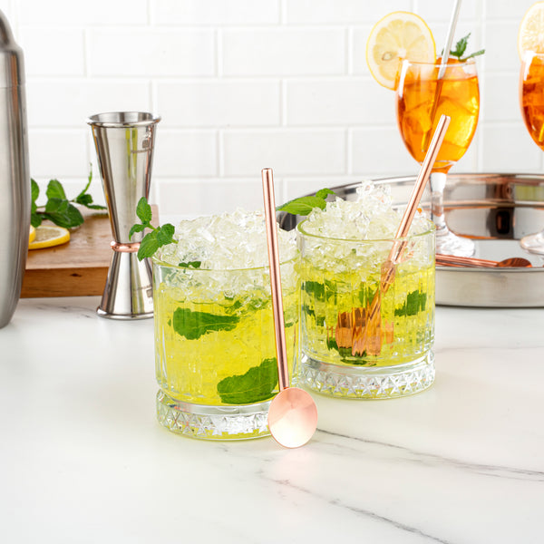 Restaurantware Bar Lux Copper-Plated Stainless Steel Julep Spoon Straw - 5" - 2 Count Box