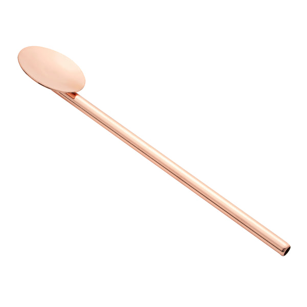 Restaurantware Bar Lux Copper-Plated Stainless Steel Julep Spoon Straw - 5" - 2 Count Box