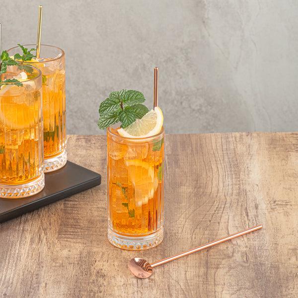 Restaurantware Bar Lux Copper-Plated Stainless Steel Julep Spoon Straw - 7 1/2" - 2 Count Box