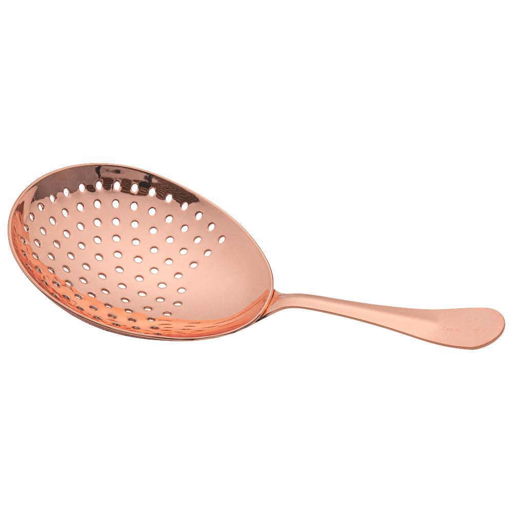 restaurantware Bar Lux Copper-Plated Stainless Steel Julep Strainer - 6 1/2" - 1 count box